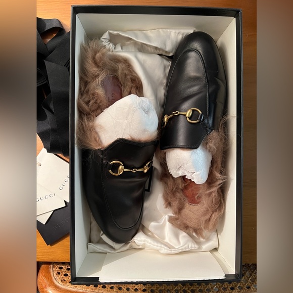 Gucci Princetown Loafers Fur Lined Slides Flats - Picture 4 of 5